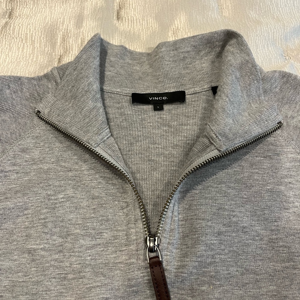 Men’s Vince Grey Zip Front Sweater size L